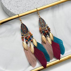 Feather Earrings Retro National Style